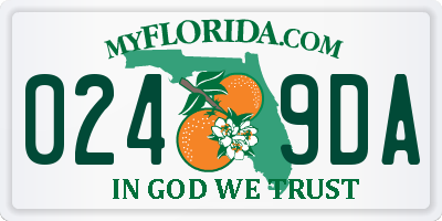 FL license plate 0249DA