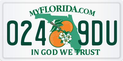 FL license plate 0249DU