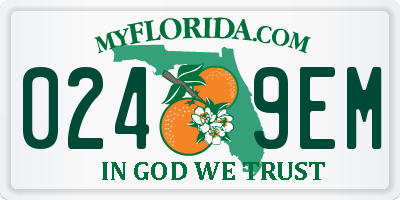 FL license plate 0249EM