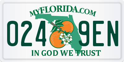 FL license plate 0249EN