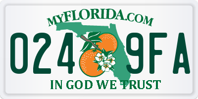 FL license plate 0249FA
