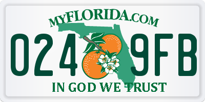 FL license plate 0249FB