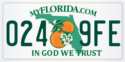 FL license plate 0249FE
