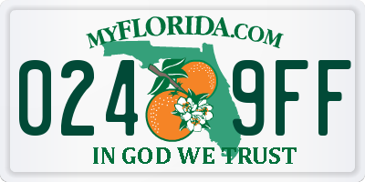 FL license plate 0249FF