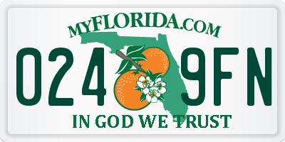 FL license plate 0249FN