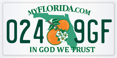 FL license plate 0249GF
