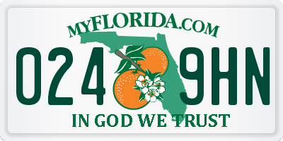 FL license plate 0249HN