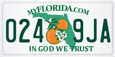 FL license plate 0249JA