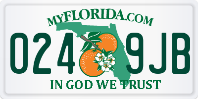 FL license plate 0249JB