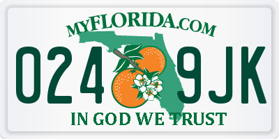 FL license plate 0249JK