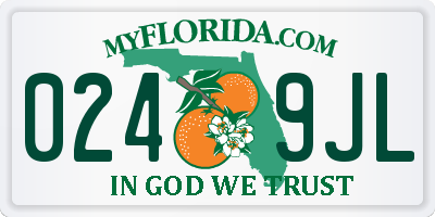 FL license plate 0249JL