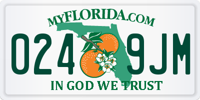 FL license plate 0249JM