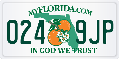 FL license plate 0249JP