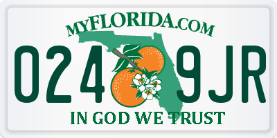 FL license plate 0249JR