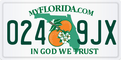 FL license plate 0249JX
