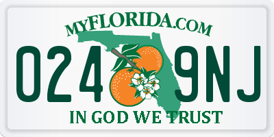 FL license plate 0249NJ