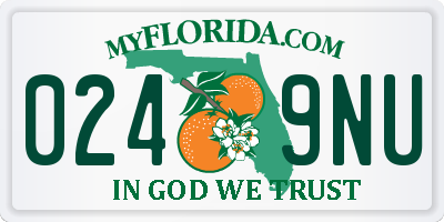 FL license plate 0249NU