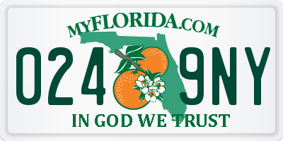 FL license plate 0249NY