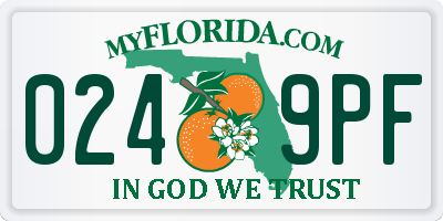 FL license plate 0249PF