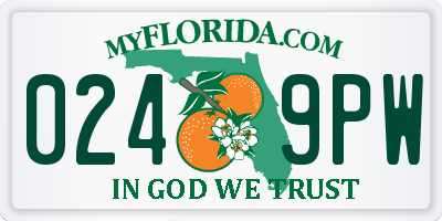 FL license plate 0249PW