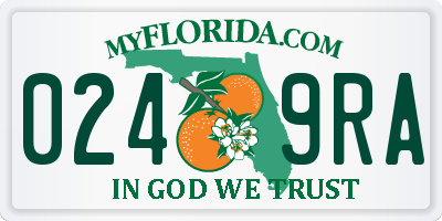 FL license plate 0249RA