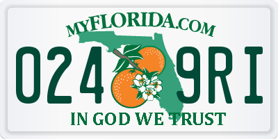 FL license plate 0249RI