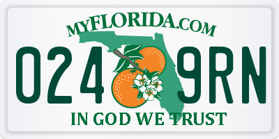 FL license plate 0249RN