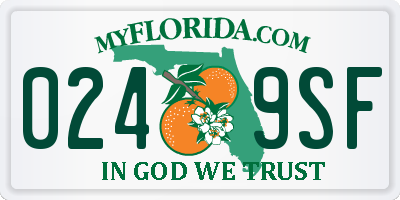 FL license plate 0249SF
