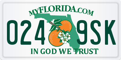 FL license plate 0249SK