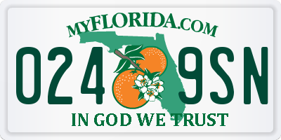 FL license plate 0249SN
