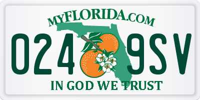 FL license plate 0249SV