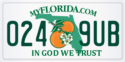 FL license plate 0249UB