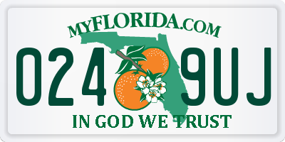 FL license plate 0249UJ