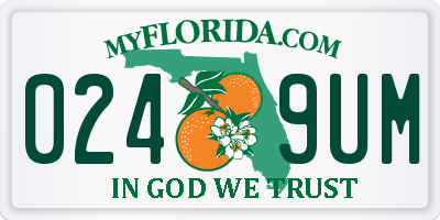 FL license plate 0249UM