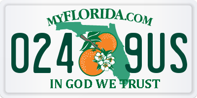 FL license plate 0249US