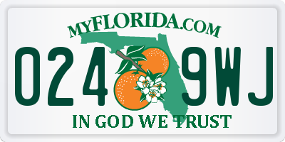 FL license plate 0249WJ