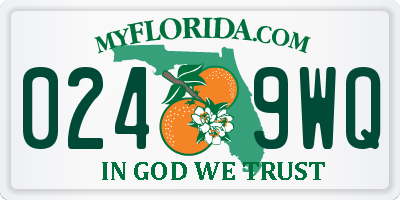 FL license plate 0249WQ