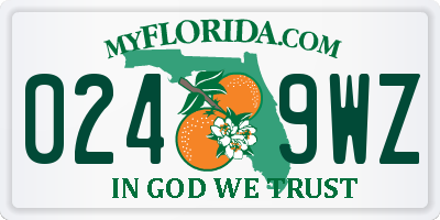 FL license plate 0249WZ