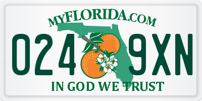 FL license plate 0249XN