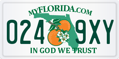 FL license plate 0249XY