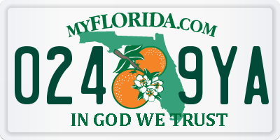 FL license plate 0249YA