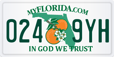 FL license plate 0249YH