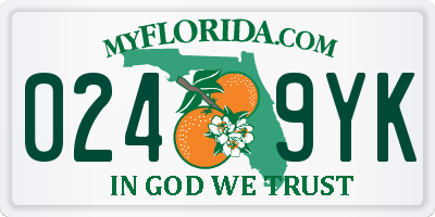 FL license plate 0249YK