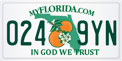 FL license plate 0249YN