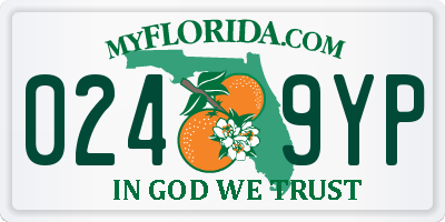 FL license plate 0249YP