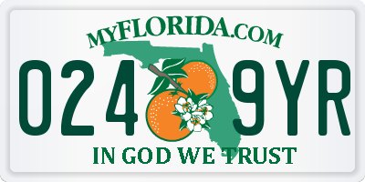FL license plate 0249YR