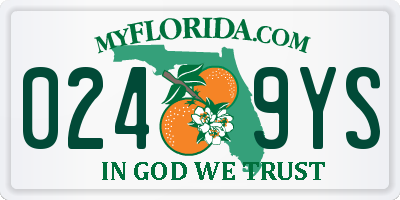 FL license plate 0249YS