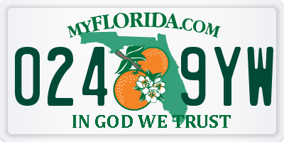 FL license plate 0249YW