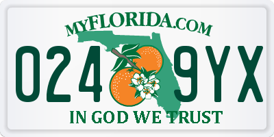 FL license plate 0249YX