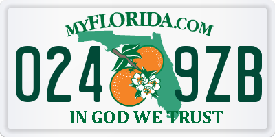 FL license plate 0249ZB